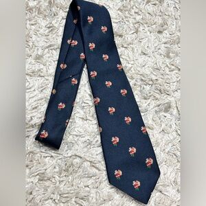 Vintage Santa Alynn Christmas navy blue tie